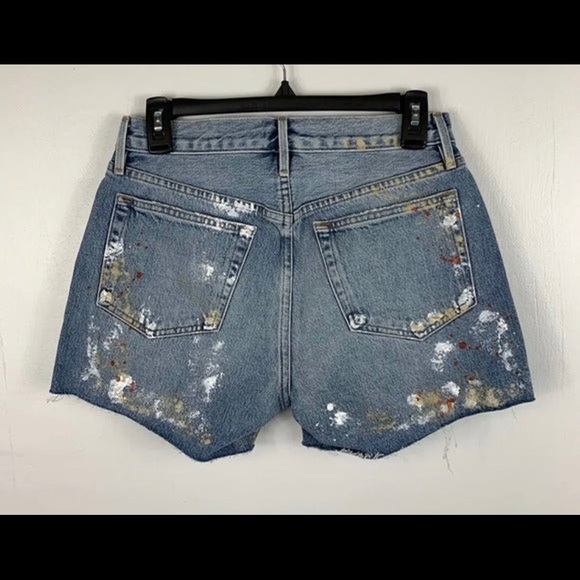FRAME Stevie Splatter Paint Raw Edge Shorts Sz 24 - Picture 2 of 7